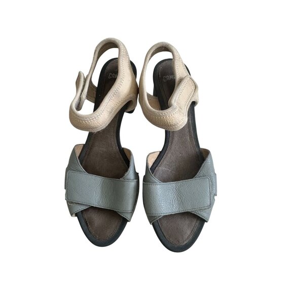 CAMPER Blue Tan Ankle Strap Sandals Heels Size 39 / US 9 - Picture 2 of 9
